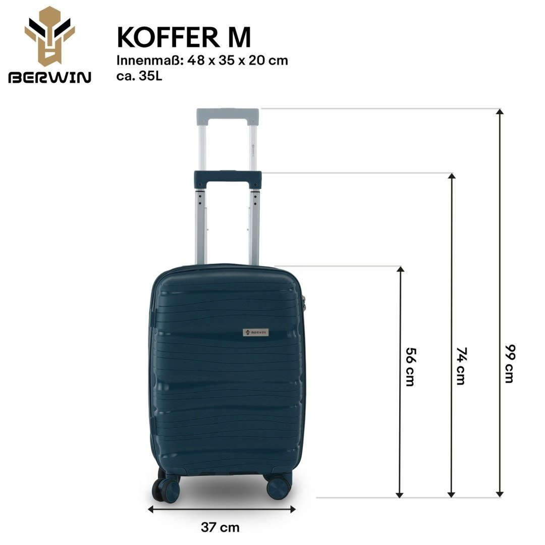 BERWIN Torna 4in1 kieto korpuso lagaminų rinkinys su kosmetine „Ocean Petrol“ – papildoma nuotrauka 4