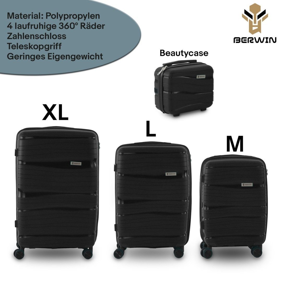 BERWIN Torna 4in1 kieto korpuso lagaminų rinkinys su kosmetine „Titan Schwarz“ – papildoma nuotrauka 1
