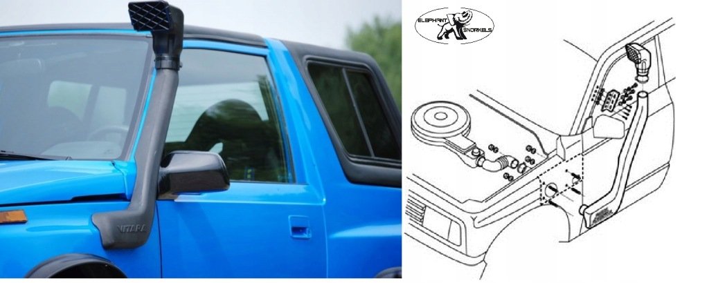 Elephant Snorkels snorkelis Suzuki Vitara 1.6, kairė pusė – vaizdas 2