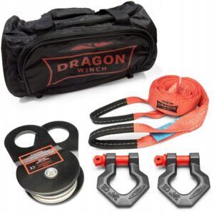 Dragon Winch 4x4 gervės priedų rinkinys: 8 t blokas, stropas ir 2 šekliai